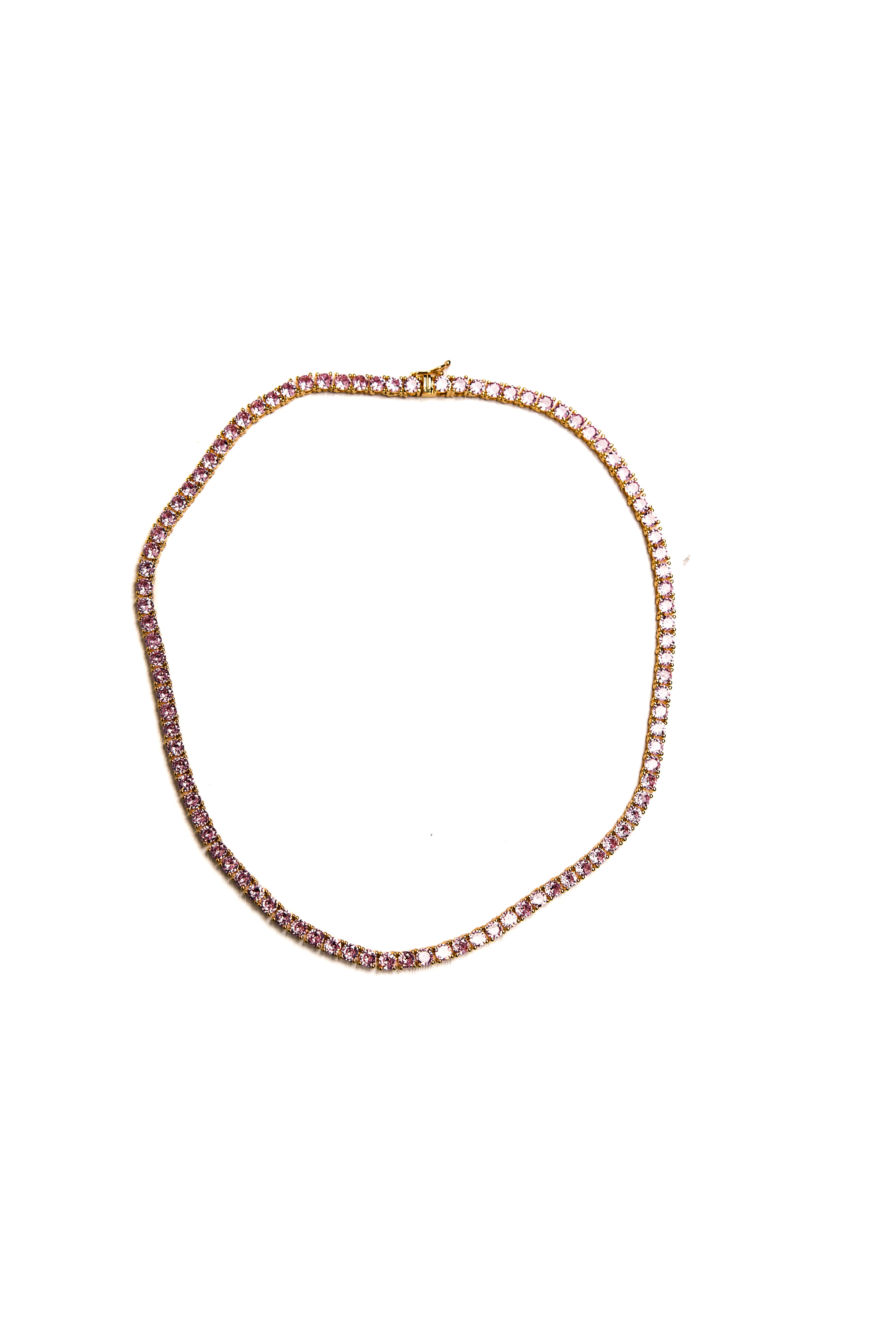 Julia 4mm Tennis Necklace - Pink Sapphire