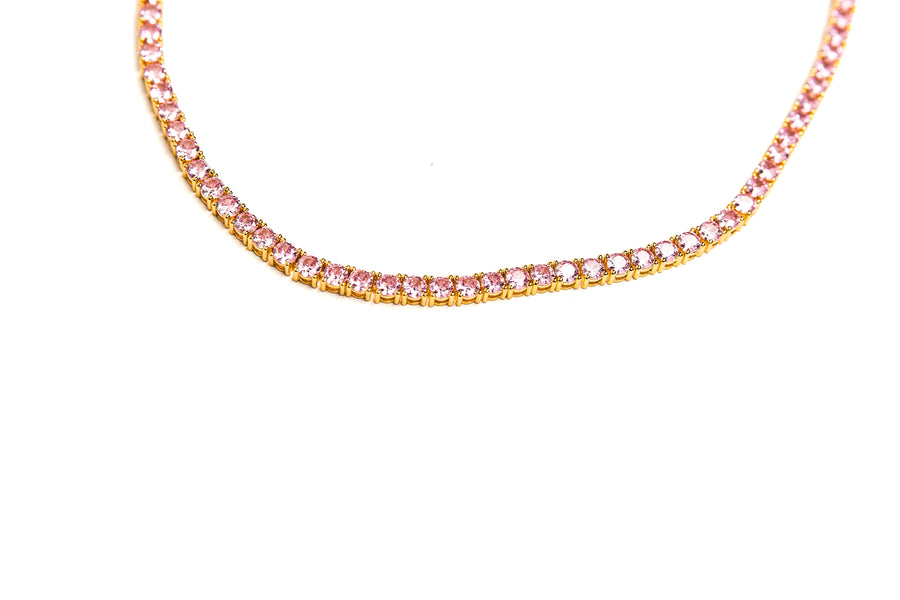 Julia 4mm Tennis Necklace - Pink Sapphire