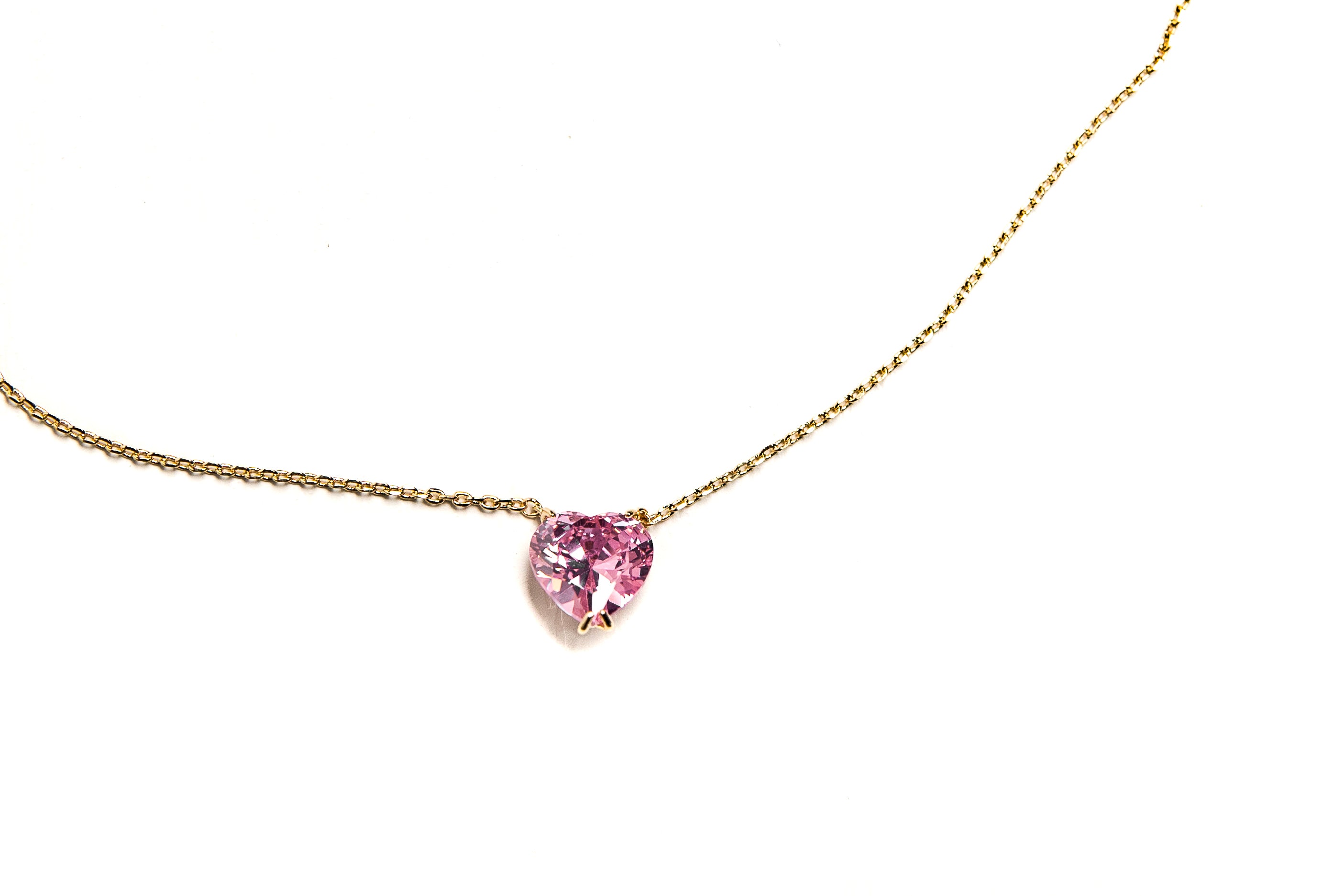 Ava Short Necklace - Pink Heart