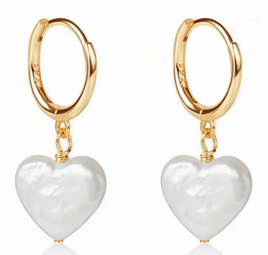 NATRUAL PEARL HEART EARRINGS