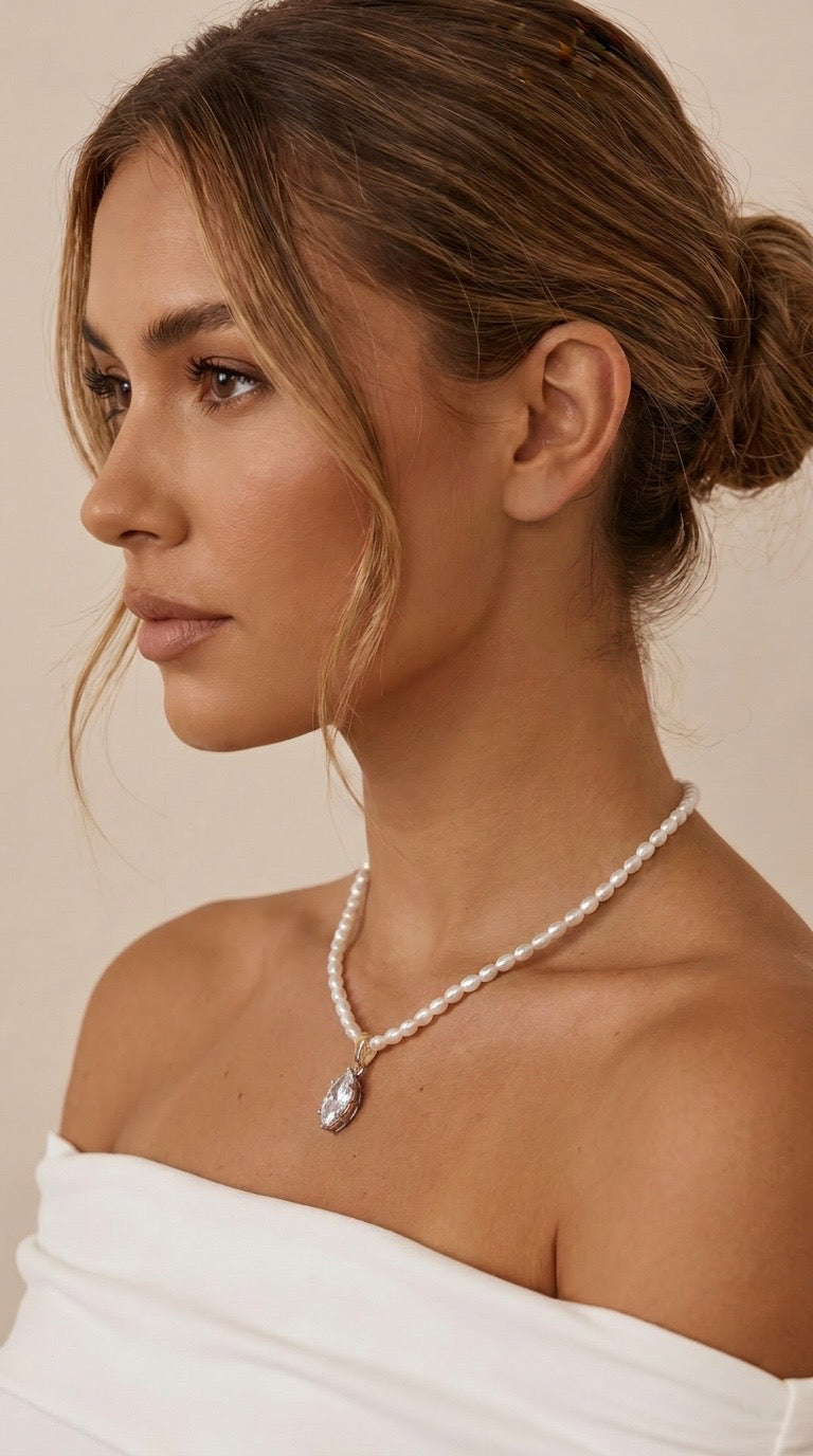NATURAL RICE PEARL NECKLACE