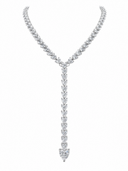 Lariat Heart Tennis Necklace