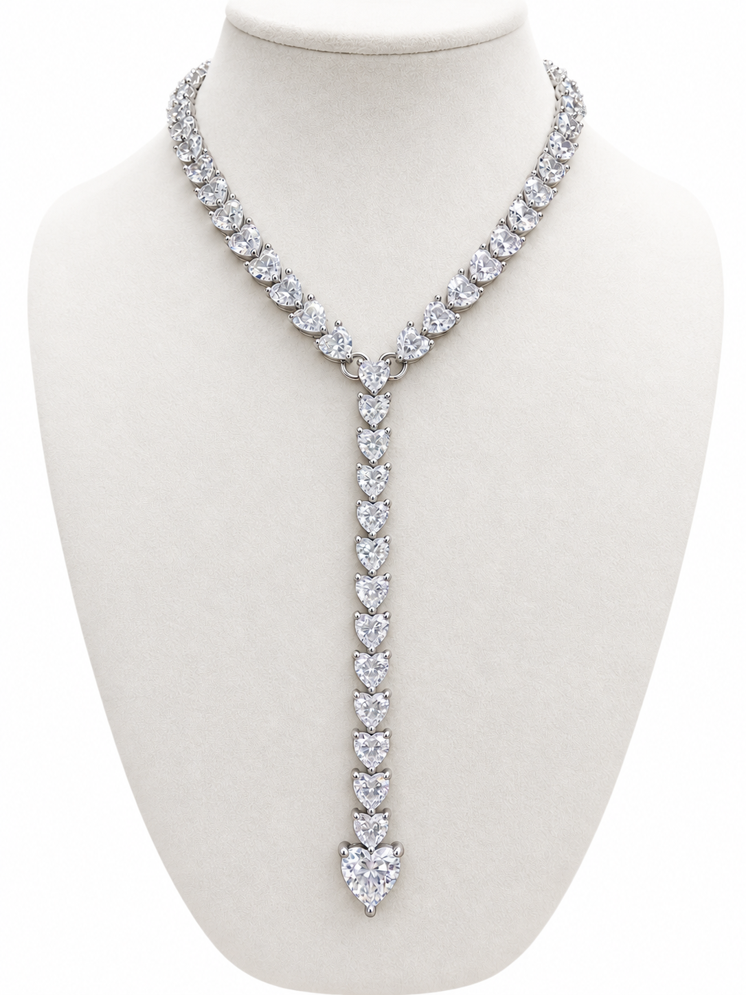 Lariat Heart Tennis Necklace