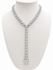 Lariat Heart Tennis Necklace