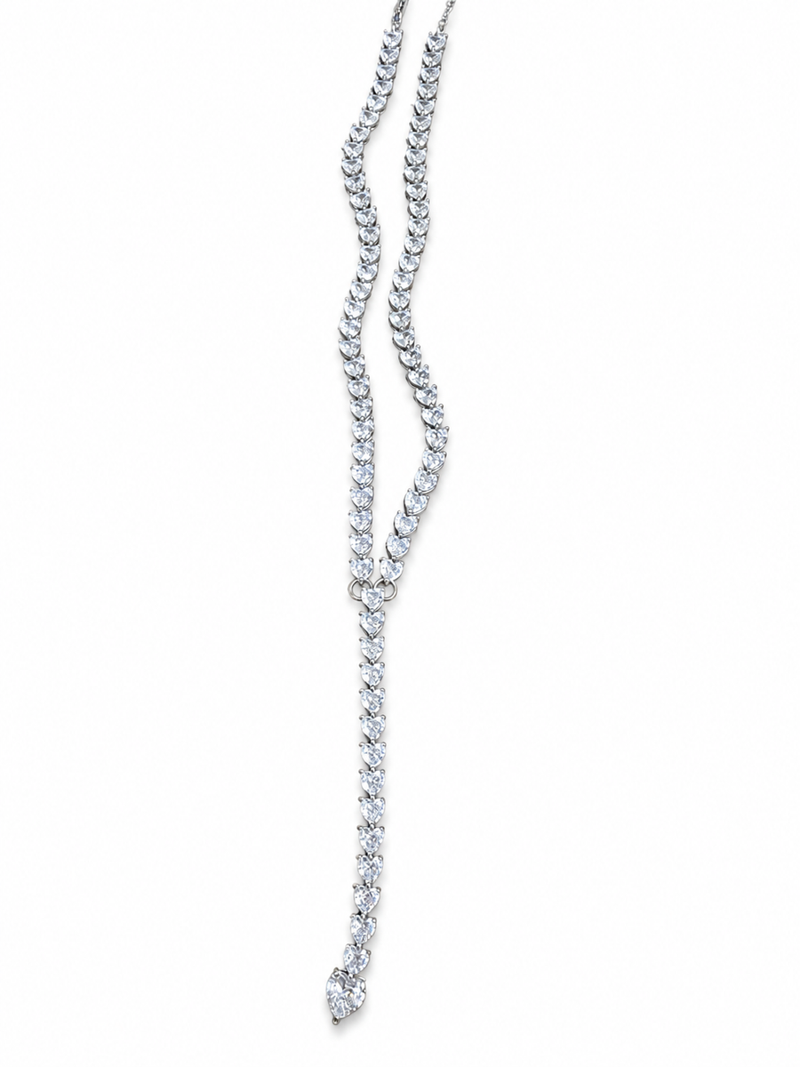 Lariat Heart Tennis Necklace