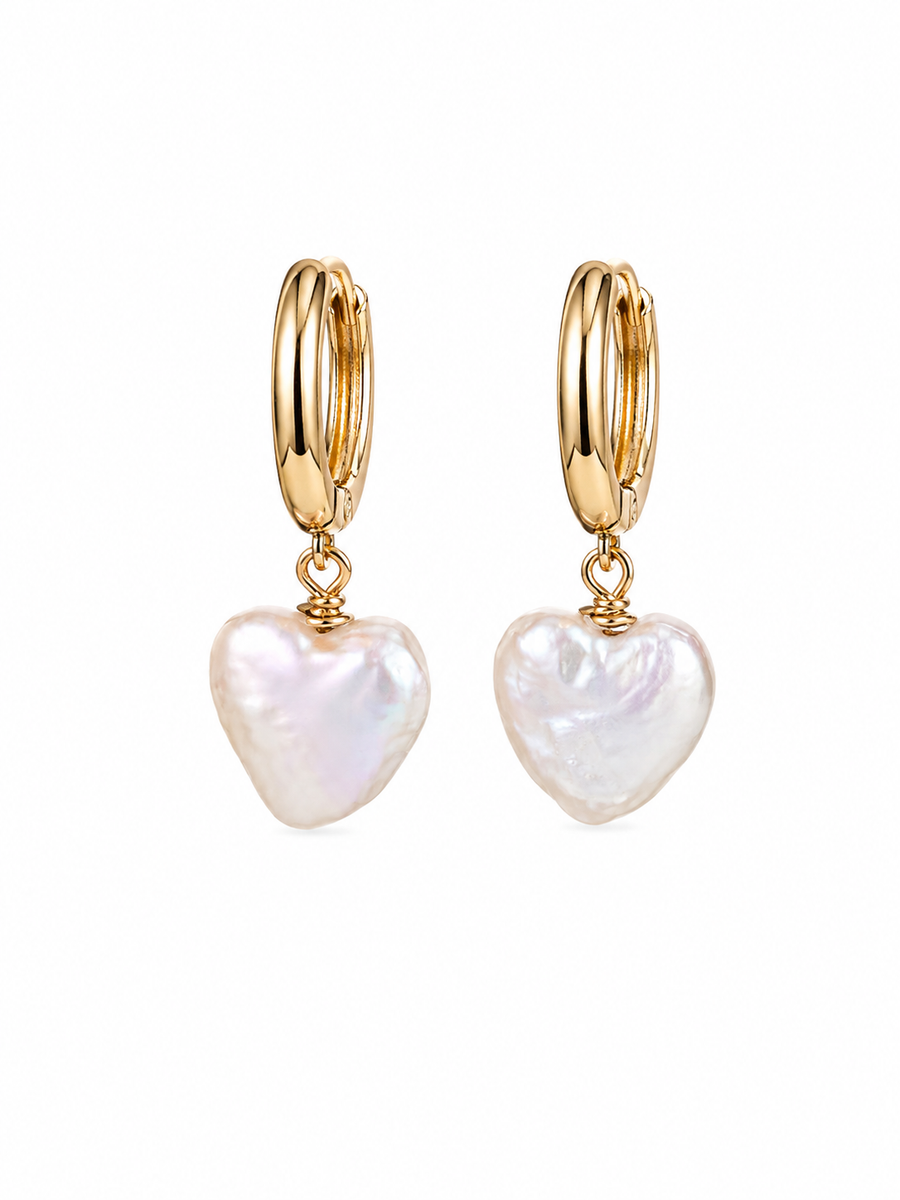 NATRUAL PEARL HEART EARRINGS