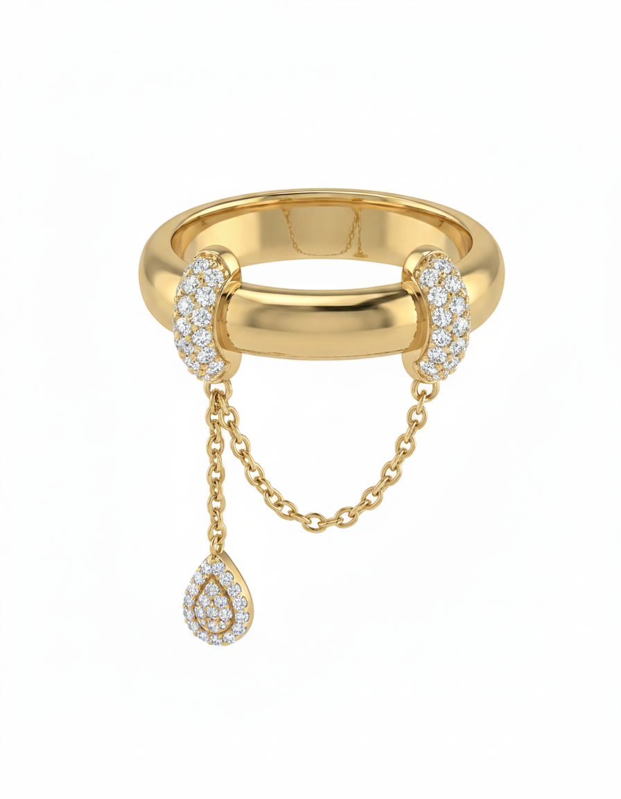 Pear Drip Charm Ring