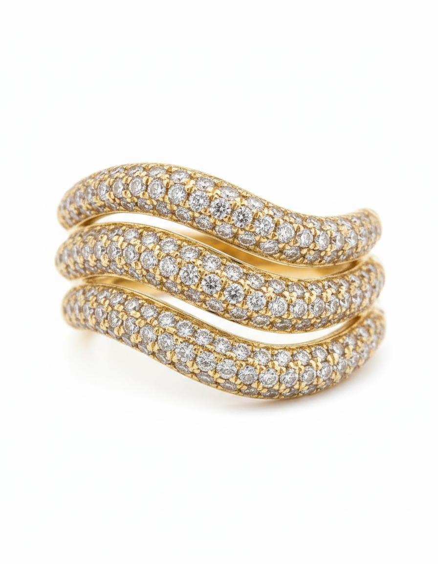 Wave Diamond Stack Ring