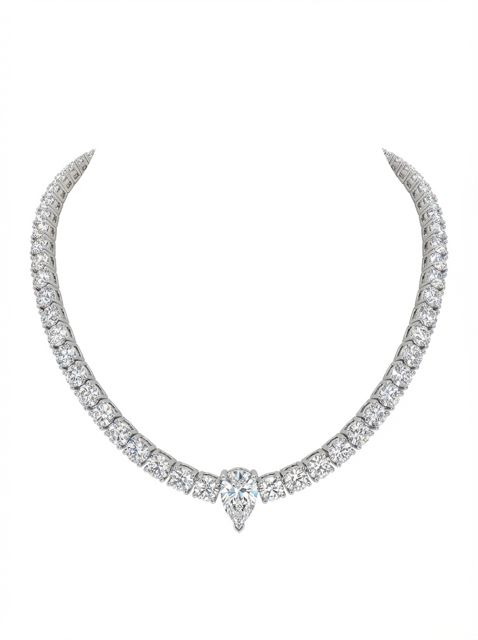 Solitaire Fancy Shape Tennis Necklace