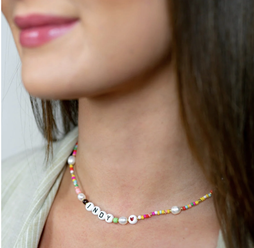 Rainbow and Pearl Beaded Necklace