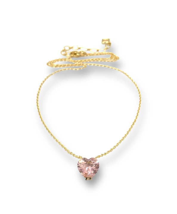 Ava Short Necklace - Pink Heart