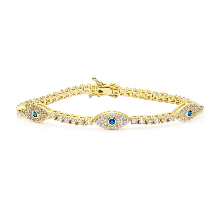 Triple Evil Eye Tennis Bracelet