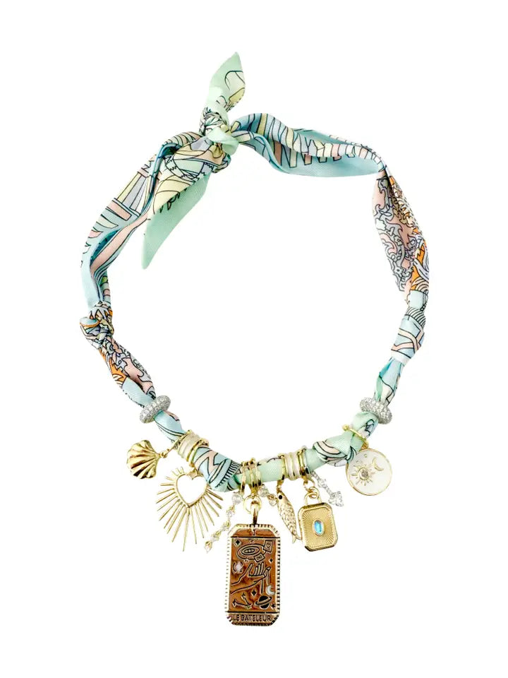 LISA MULTI CHARM SCARF NECKALCE