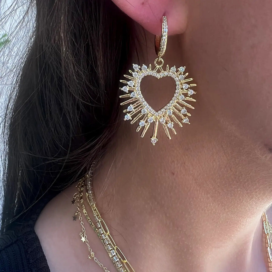 ELODIE HEART STATEMENT EARRINGS