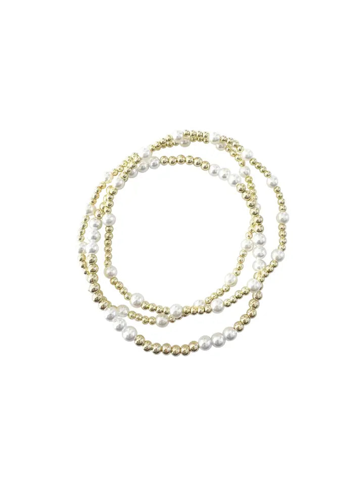Pearl Stretch Triple Bracelet Set