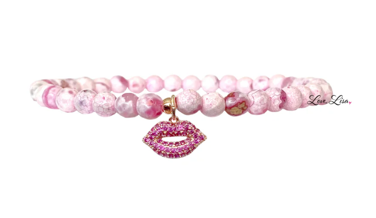 COTTON CANDY HOT PINK LIPS ANKLET
